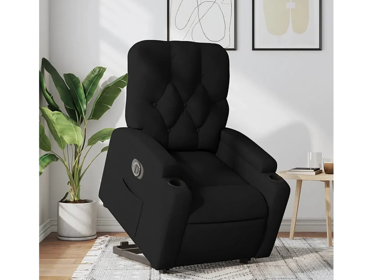 Poltrona* Poltrona Confortável | Poltrona reclinável elevatória elétrica tecido SHL681253 Preto