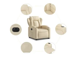 Poltrona* Poltrona Confortável | Poltrona reclinável elevatória elétrica tecido cor SHL627991 Creme
