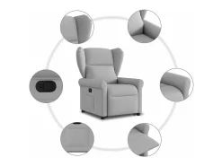 Poltrona Confortável | Poltrona reclinável elevatória tecido -nublado SHL982689 Cinzento