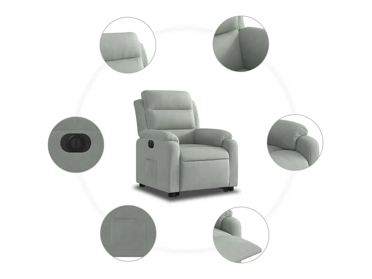 Poltrona* Poltrona Confortável | Poltrona reclinável elevatória elétrica veludo -claro SHL590608 Cinzento