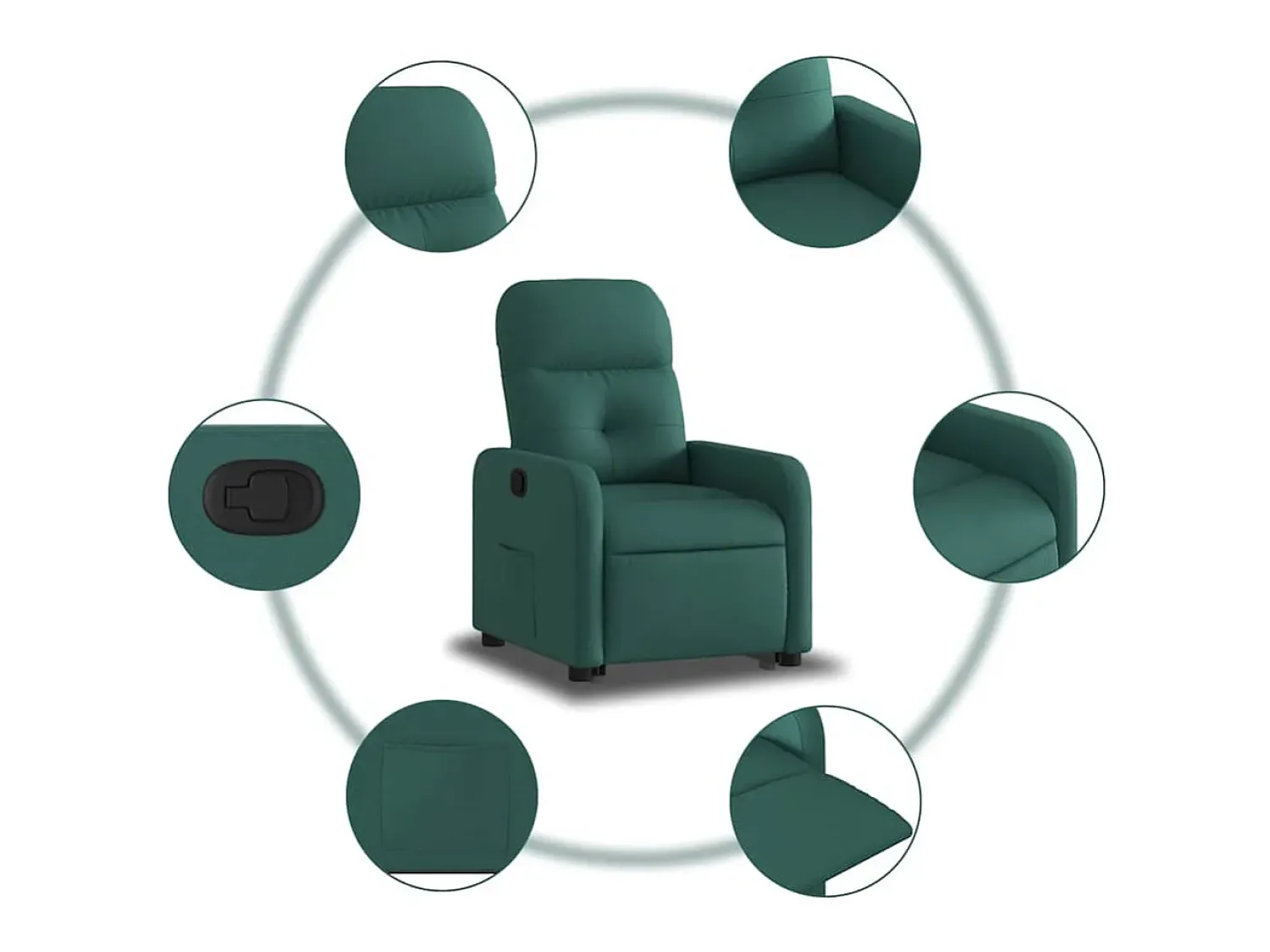Poltrona| Poltrona Confortável | Poltrona reclinável elevatória tecido verde-escuro SHL940860 Verde pinho