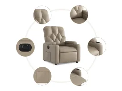 Poltrona* Poltrona Confortável | Poltrona reclinável elétrica couro artificial cor cappuccino SHL826906 Castanho