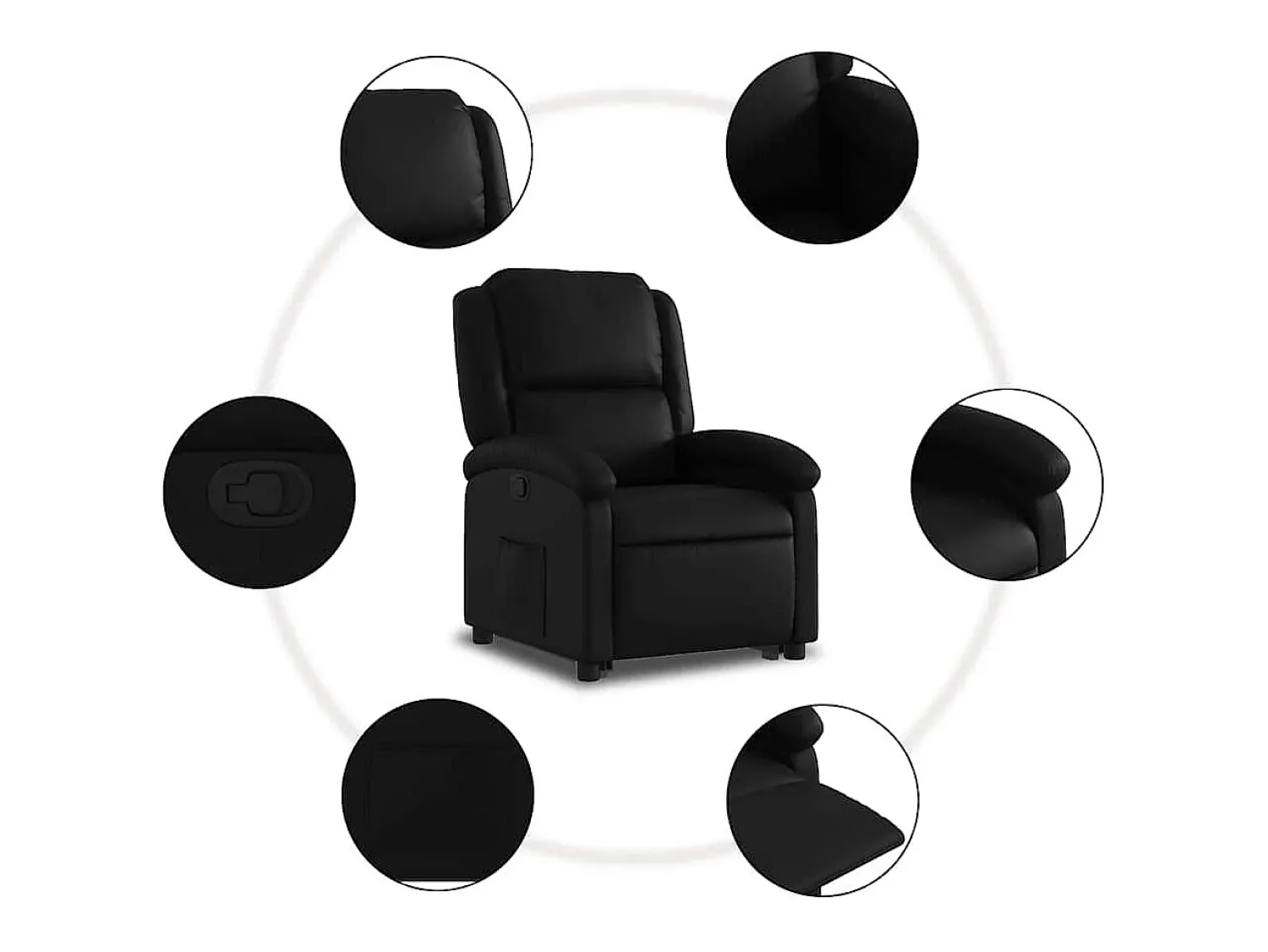 Hot Poltrona Confortável | Poltrona reclinável elevatória couro artificial SHL927665 Preto