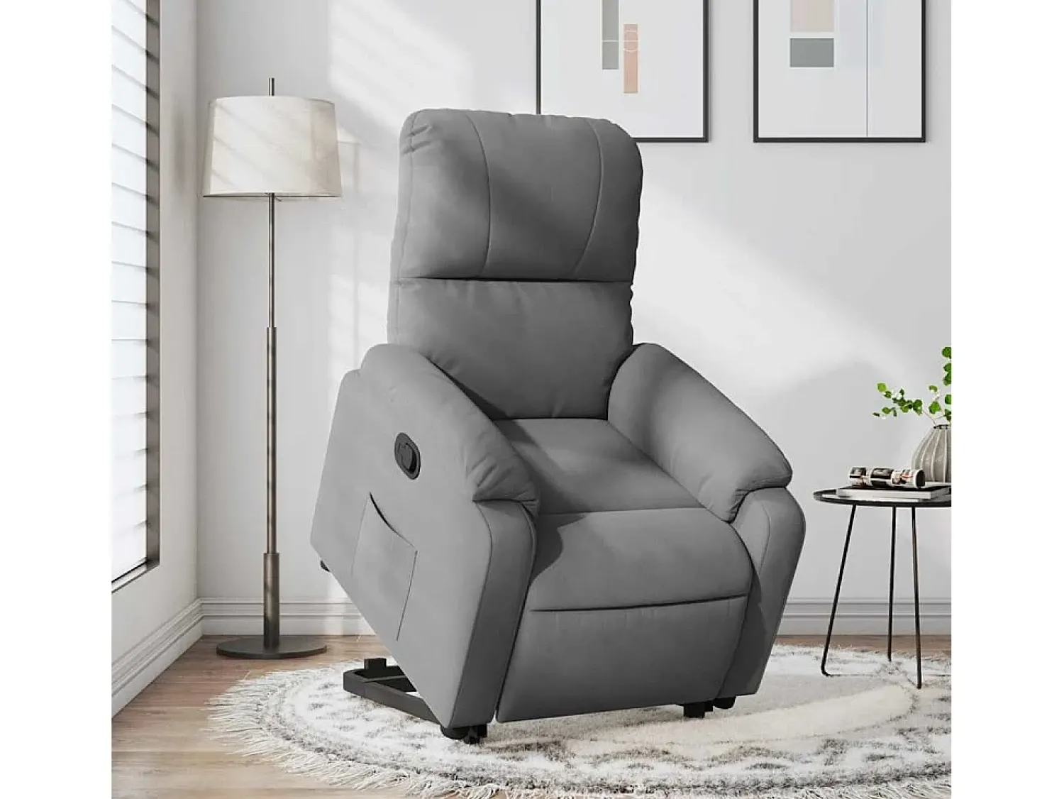 Poltrona Confortável | Poltrona reclinável elevatória tecido microfibra cinza-escuro SHL859605 Cinza antracite