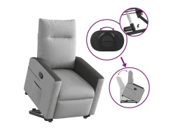 Best Poltrona Confortável | Poltrona reclinável elevatória tecido -nublado SHL106104 Cinzento