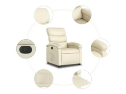 Poltrona* Poltrona Confortável | Poltrona reclinável elevatória elétrica couro artificial SHL185118 Creme