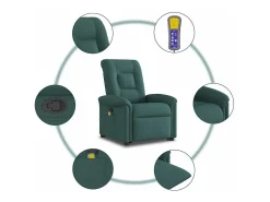 Poltrona| Poltrona Confortável | Poltrona reclinável elevatória de massagens tecido verde-escuro SHL498332 Verde pinho