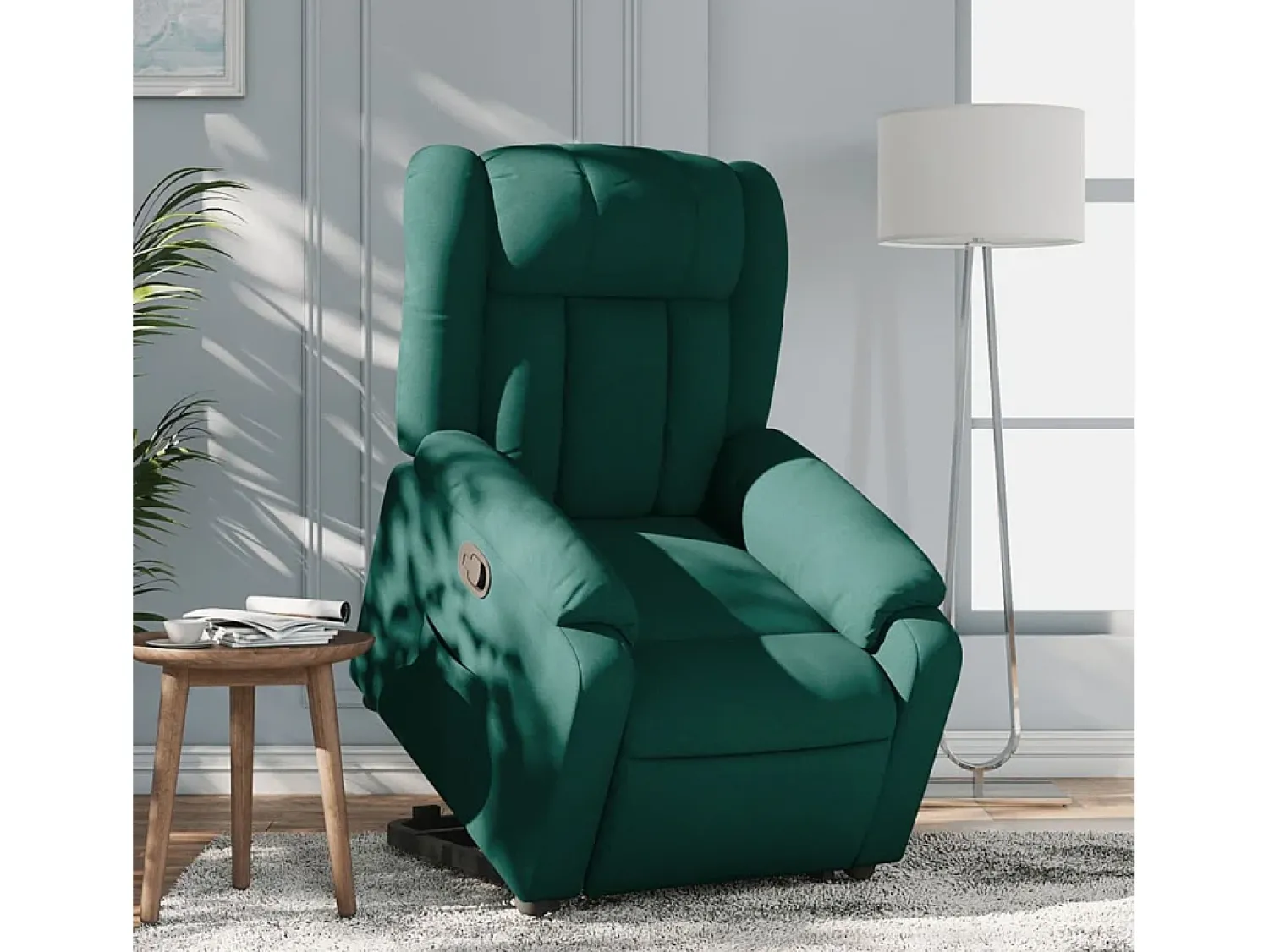 Poltrona| Poltrona Confortável | Poltrona reclinável elevatória tecido verde-escuro SHL493650 Verde pinho
