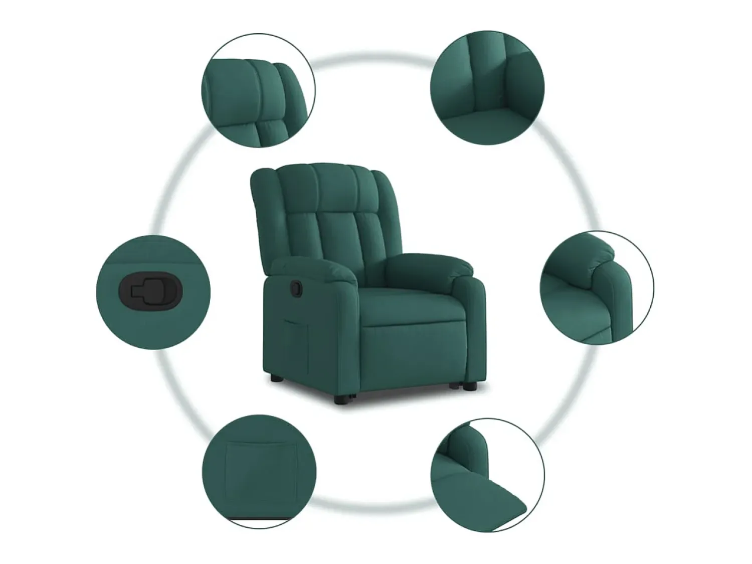 Poltrona| Poltrona Confortável | Poltrona reclinável elevatória tecido verde-escuro SHL493650 Verde pinho