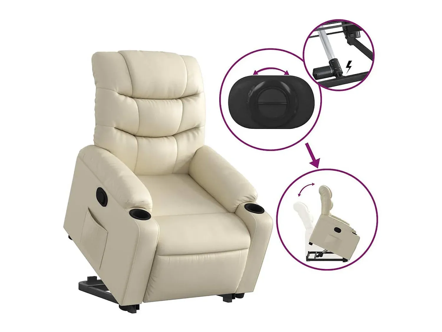 Poltrona* Poltrona Confortável | Poltrona reclinável elevatória couro artificial cor SHL653755 Creme
