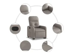 Poltrona Confortável | Poltrona reclinável elevatória tecido cinzento-acastanhado SHL896233 Taupe