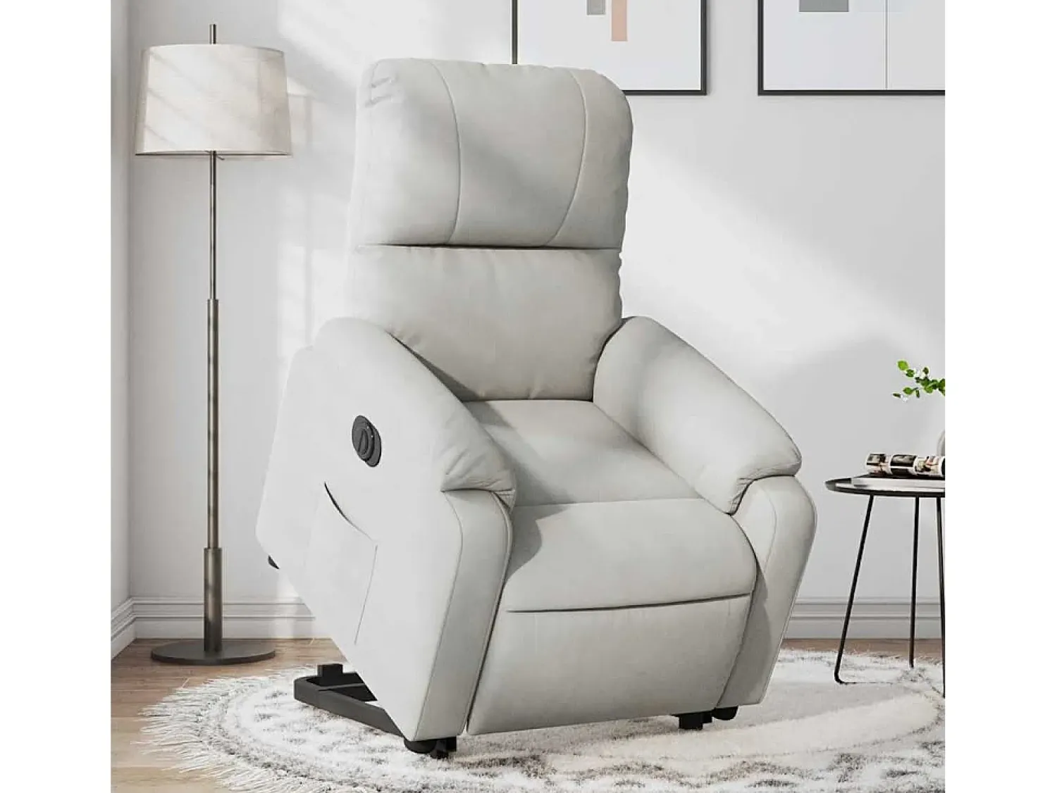 Poltrona* Poltrona Confortável | Poltrona reclinável elevatória elétrica microfibra cinza-claro SHL95356 Cinzento