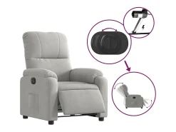 Poltrona* Poltrona Confortável | Poltrona reclinável elevatória elétrica microfibra cinza-claro SHL95356 Cinzento