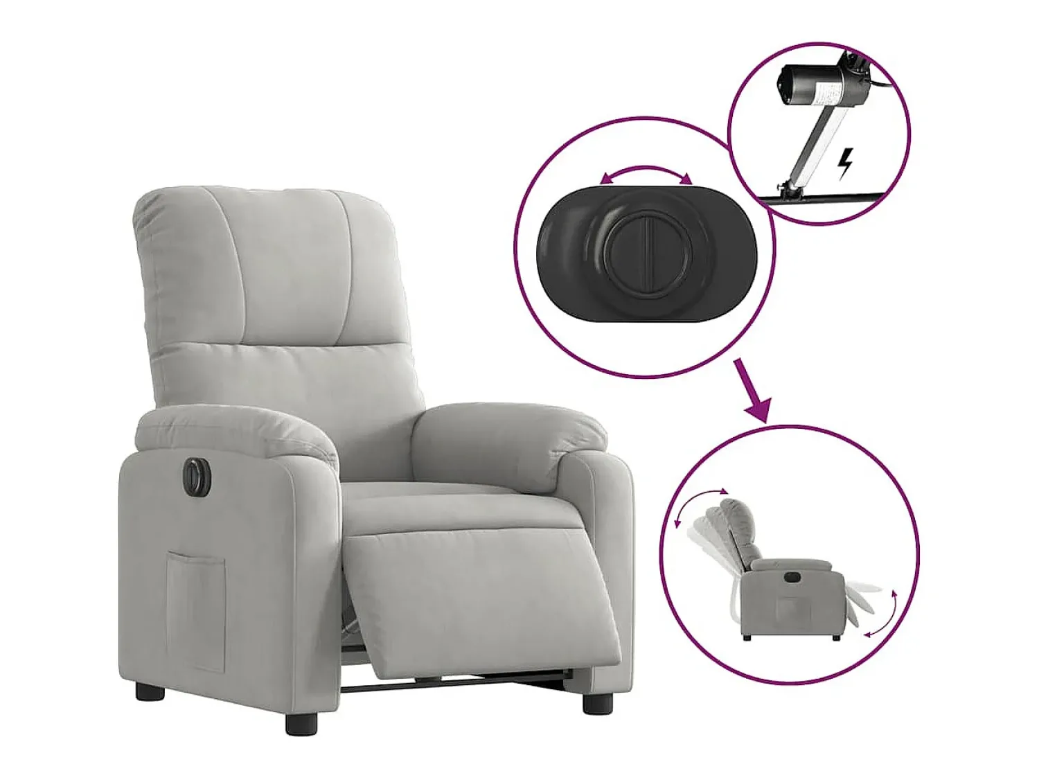 Poltrona* Poltrona Confortável | Poltrona reclinável elevatória elétrica microfibra cinza-claro SHL95356 Cinzento