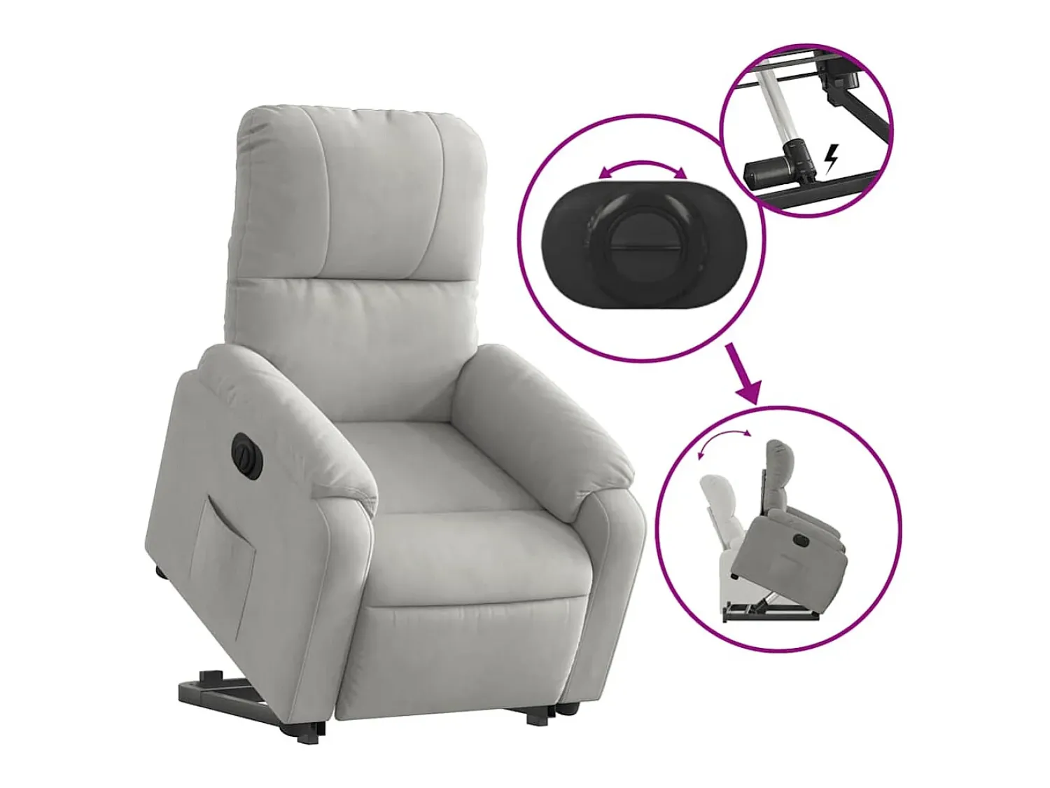 Poltrona* Poltrona Confortável | Poltrona reclinável elevatória elétrica microfibra cinza-claro SHL95356 Cinzento