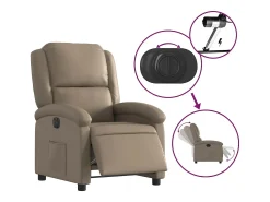 Clearance Poltrona Confortável | Poltrona reclinável elétrica couro artificial cor cappuccino SHL58206 Castanho