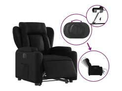 New Poltrona Confortável | Poltrona reclinável elevatória elétrica couro artificial SHL498629 Preto