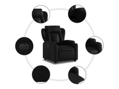 New Poltrona Confortável | Poltrona reclinável elevatória elétrica couro artificial SHL498629 Preto