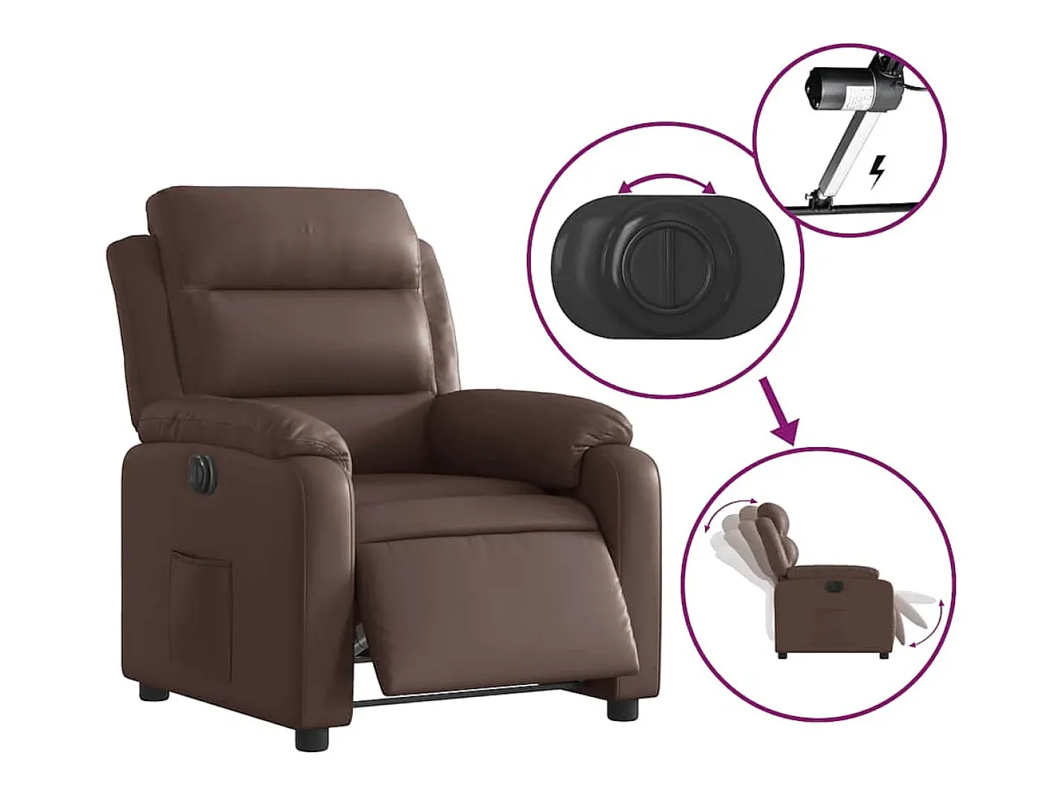 Poltrona Confortável | Poltrona reclinável elétrica couro artificial SHL425040^ Poltrona