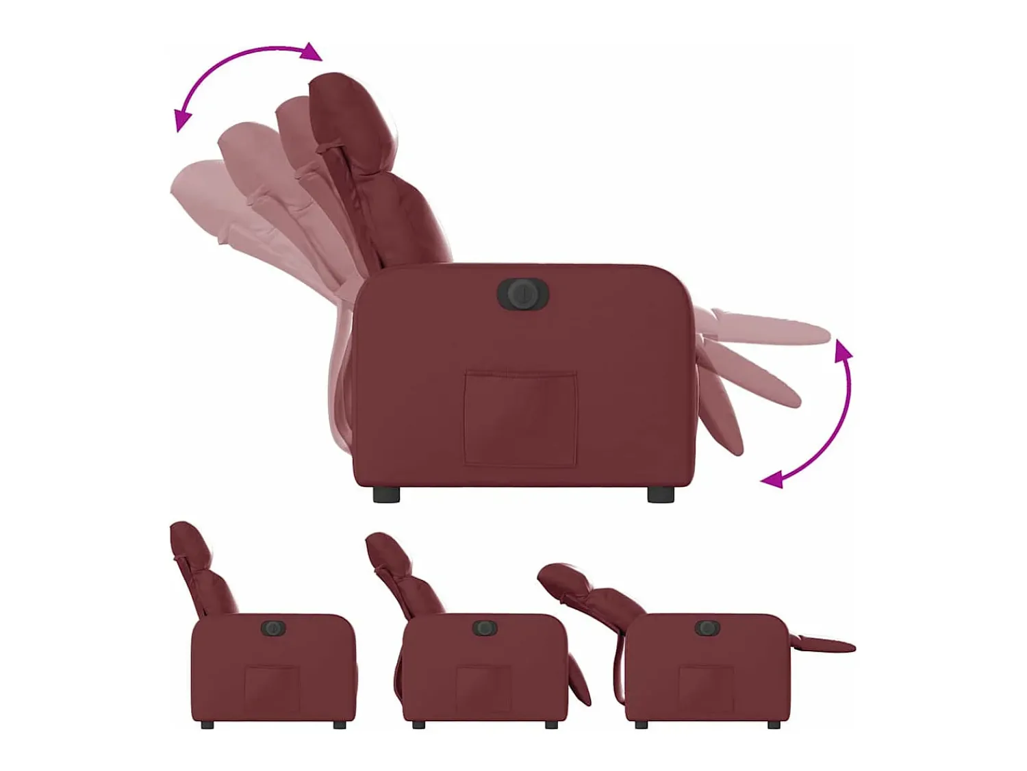 Poltrona| Poltrona Confortável | Poltrona reclinável elétrica couro artificial tinto SHL359414 Vermelho