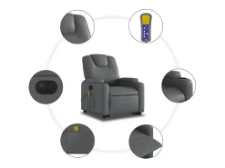 Poltrona* Poltrona Confortável | Poltrona reclinável elevatória elétrica couro artificial cinza SHL948503 Cinzento