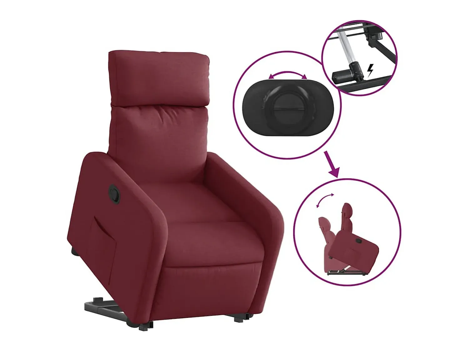 Poltrona* Poltrona Confortável | Poltrona reclinável elevatória tecido tinto SHL180014 Vermelho