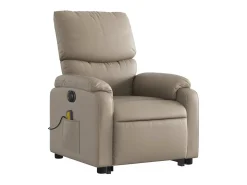 Poltrona Confortável | Poltrona reclinável elevatória elétrica couro artif. cappuccino SHL163506^ Poltrona