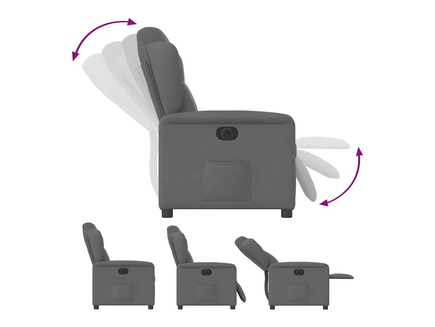 Poltrona* Poltrona Confortável | Poltrona reclinável elétrica tecido cinzento-escuro SHL303709 Cinza antracite