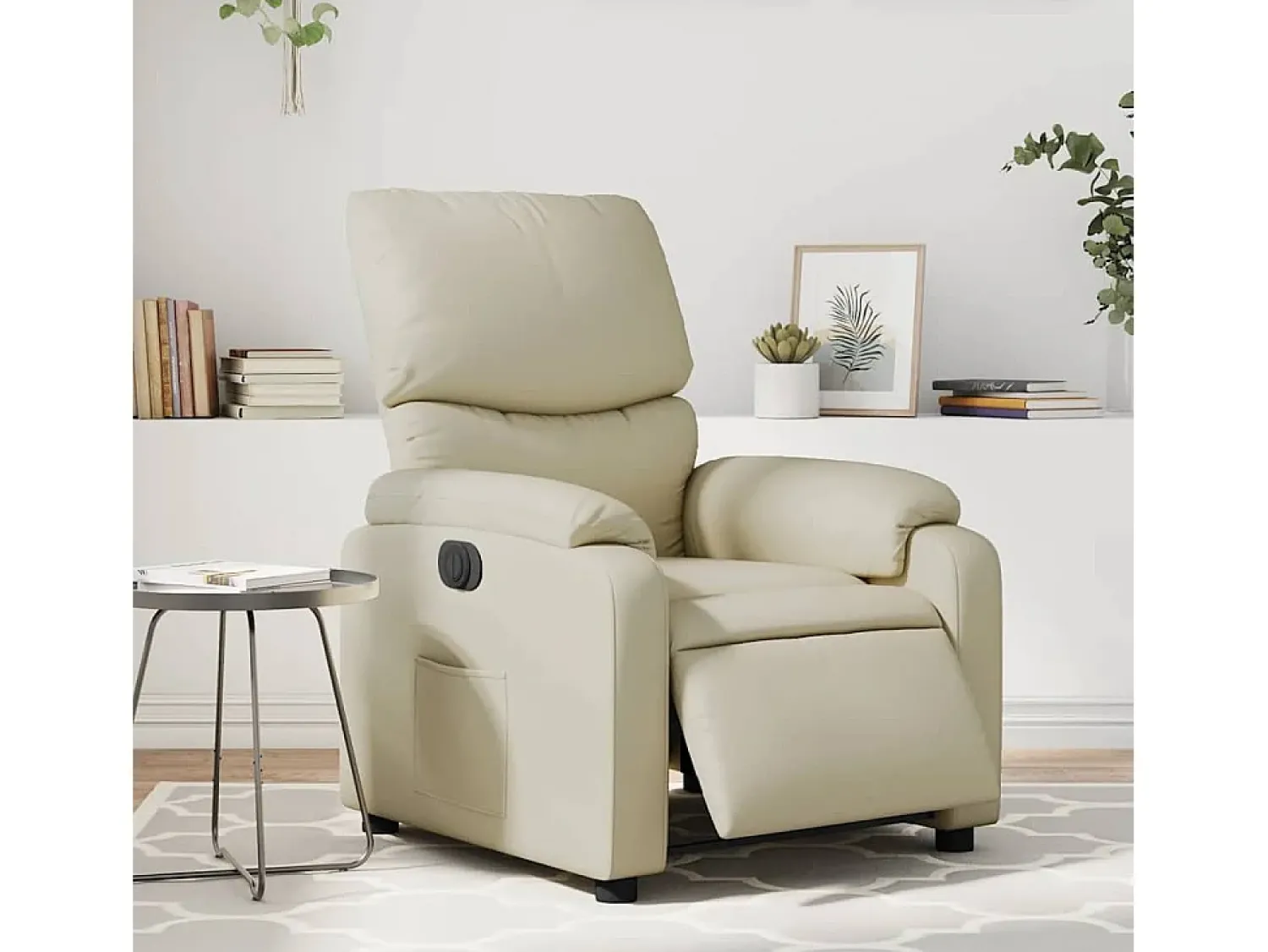 Online Poltrona Confortável | Poltrona reclinável elétrica couro artificial cor SHL985838 Creme