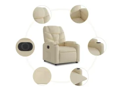 Clearance Poltrona Confortável | Poltrona reclinável elevatória elétrica tecido cor SHL771535 Creme