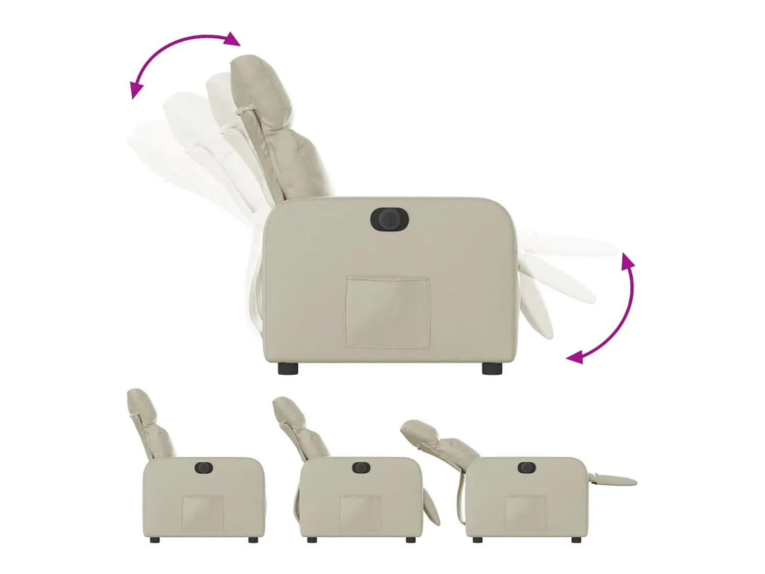 Poltrona* Poltrona Confortável | Poltrona reclinável elétrica couro artificial cor SHL209967 Creme