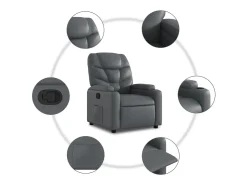 Outlet Poltrona Confortável | Poltrona reclinável elevatória couro artificial SHL283130 Cinzento