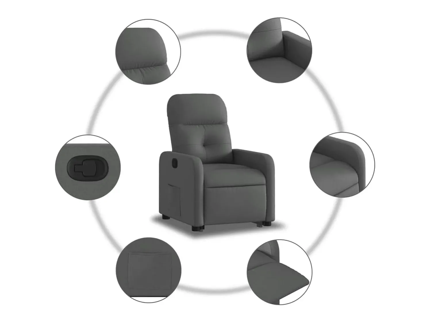 Poltrona| Poltrona Confortável | Poltrona reclinável elevatória tecido cinzento-escuro SHL561540 Cinza antracite