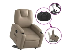 Sale Poltrona Confortável | Poltrona reclinável elevatória couro artificial cor cappuccino SHL512300 Castanho