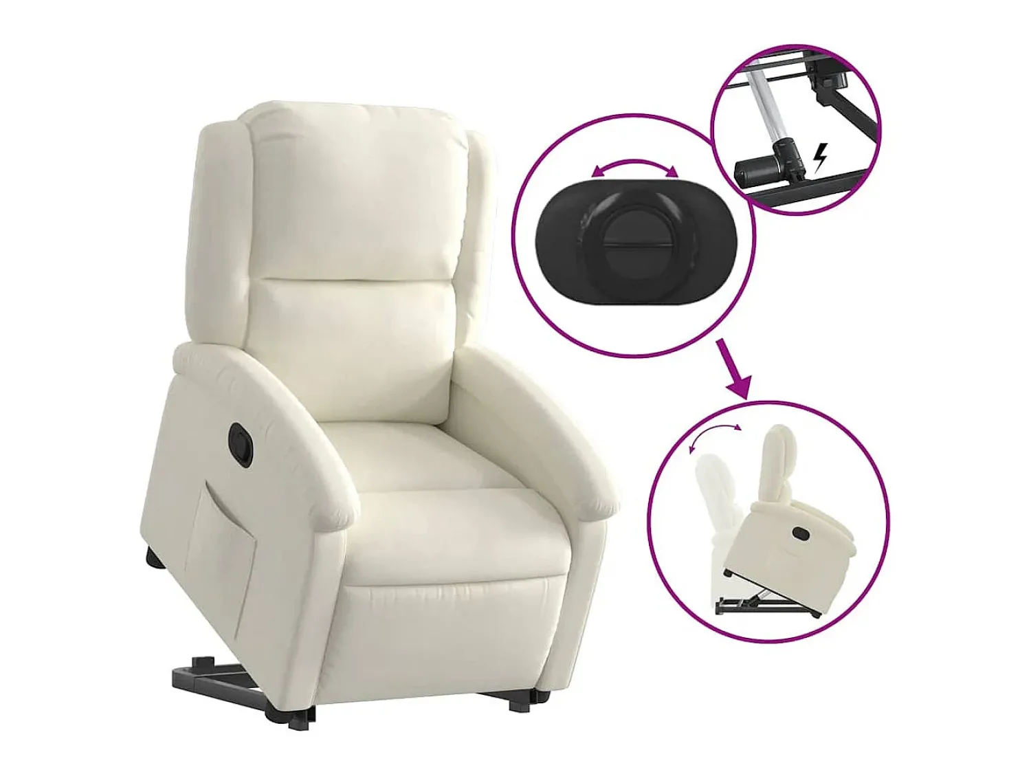 Poltrona| Poltrona Confortável | Poltrona reclinável elevatória veludo cor SHL58325 Creme
