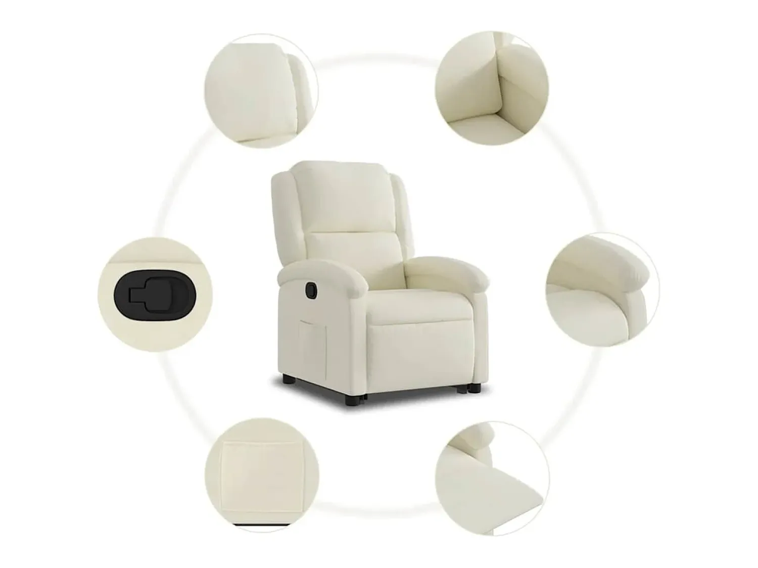 Poltrona| Poltrona Confortável | Poltrona reclinável elevatória veludo cor SHL58325 Creme