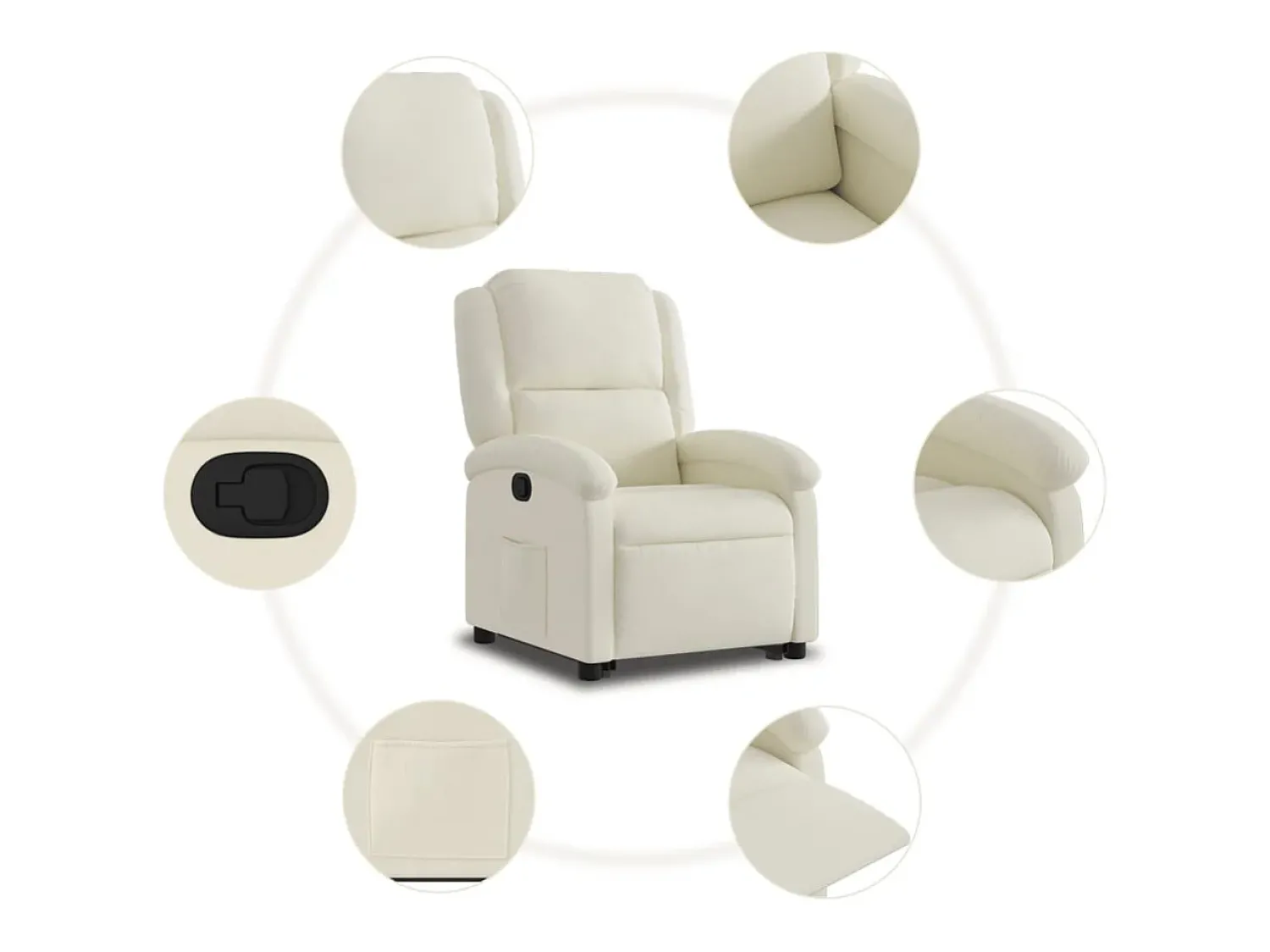 Poltrona| Poltrona Confortável | Poltrona reclinável elevatória veludo cor SHL58325 Creme
