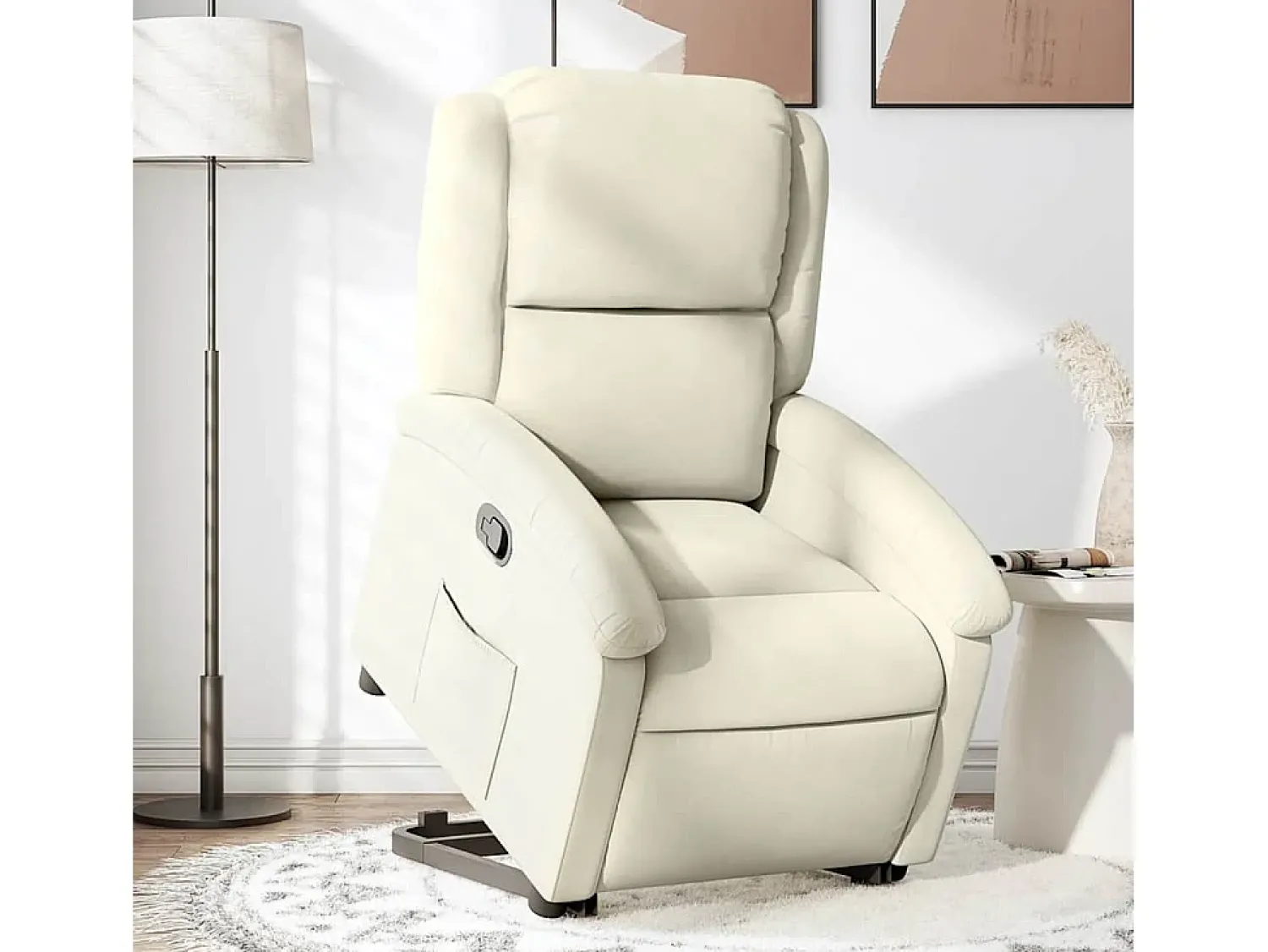 Poltrona| Poltrona Confortável | Poltrona reclinável elevatória veludo cor SHL58325 Creme