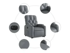 Online Poltrona Confortável | Poltrona reclinável elevatória elétrica couro artif. SHL741779 Cinzento