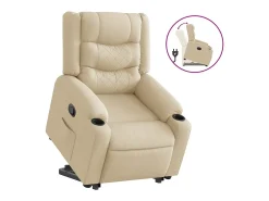 New Poltrona Confortável | Poltrona reclinável elevatória tecido cor SHL418708 Creme