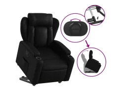Poltrona| Poltrona Confortável | Poltrona reclinável elevatória couro artificial SHL593401 Preto