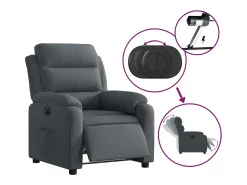 Poltrona* Poltrona Confortável | Poltrona reclinável elétrica veludo cinzento-escuro SHL120622 Cinza antracite