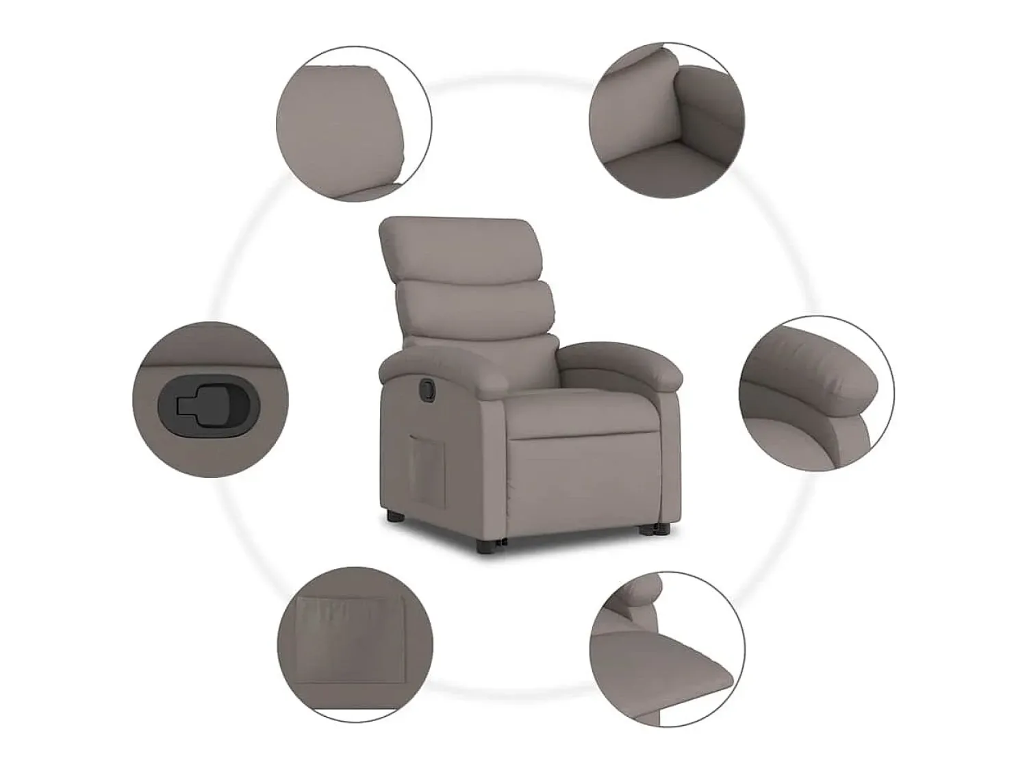 Poltrona* Poltrona Confortável | Poltrona reclinável elevatória tecido cinzento-acastanhado SHL402621 Taupe