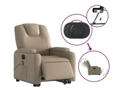 Best Poltrona Confortável | Poltrona reclinável elevatória elétrica couro artif. cappuccino SHL677377 Castanho
