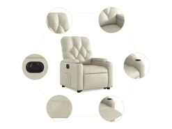 Poltrona* Poltrona Confortável | Poltrona reclinável elevatória elétrica couro artificial SHL690439 Creme