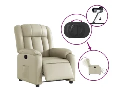 Poltrona| Poltrona Confortável | Poltrona reclinável elétrica couro artificial cor SHL524261 Creme