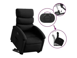 Poltrona| Poltrona Confortável | Poltrona reclinável elevatória elétrica couro artificial SHL680078 Preto