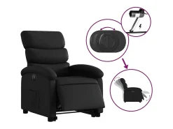 Poltrona| Poltrona Confortável | Poltrona reclinável elevatória elétrica couro artificial SHL680078 Preto