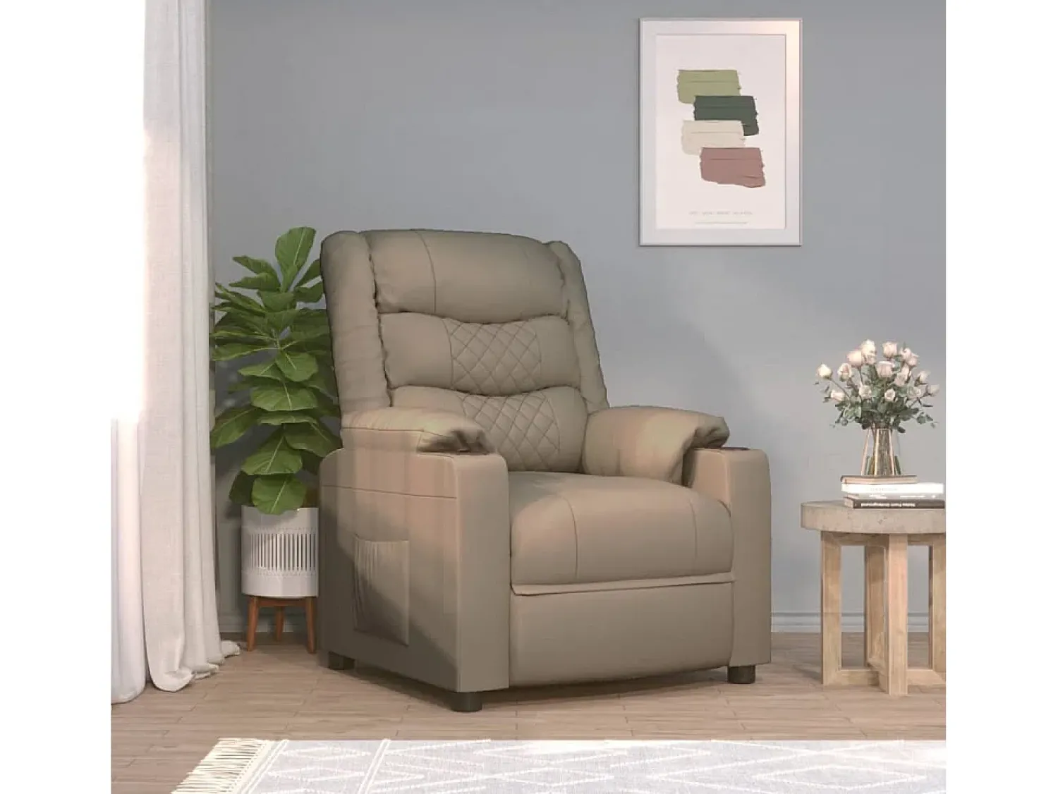 Poltrona Confortável | Poltrona reclinável elétrica couro artificial cor cappuccino SHL763474^ Poltrona