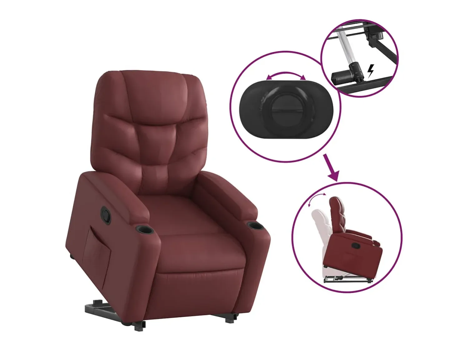 Poltrona| Poltrona Confortável | Poltrona reclinável elevatória couro artificial tinto SHL483618 Vermelho